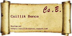 Csillik Bence névjegykártya